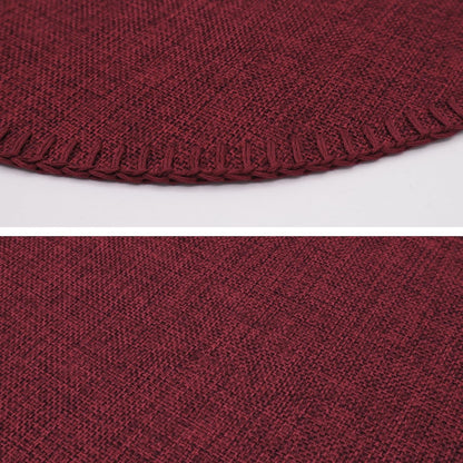 Round Placemats Set of 6, 15 Inch Linen Fabric Table Placemats, Heat Resistant, Wrinkle Free Washable Placemats Kitchen Place Mats Set of 6 for Dining Table Party Table (Wine Red, 6)6