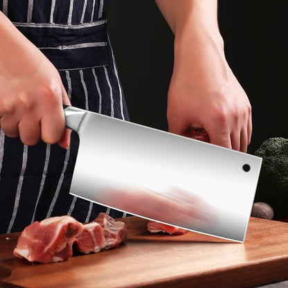 Meat Cleaver, 7.5 Inch Kitchen Chef Knife Stainless Steel Meat Fish Vegetables Slicer Chopping Professional Chinese Butcher Cleaver Tools5