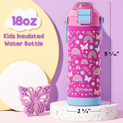 18Oz Kids Insulated Water Bottle with 2-In-1 Straw & Spout Lid5