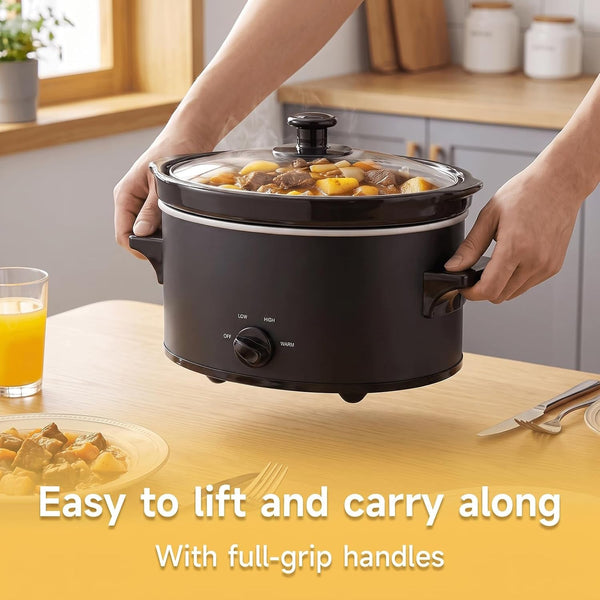 2 Qt Small Slow Cooker for 3+ Peoples-Black | Oval,Dishwasher Safe,Low High Warm 3 Heat Modes,Stainless Steel Cooker,Ceramic Pot,Non-Toxic4