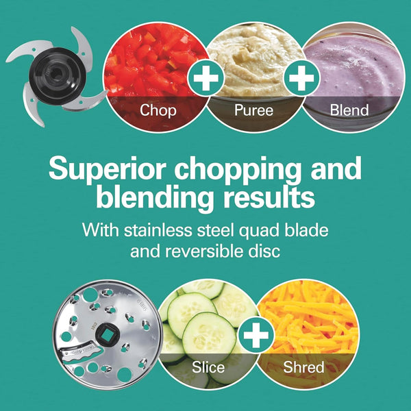 Stack & Snap 4-Cup Mini Food Processor & Vegetable Chopper | 250 Watts | Stainless Steel Quad Blade | Easy-Assembly Leak-Proof Bowl | Slicing, Shredding, and Puree | Black | 705104