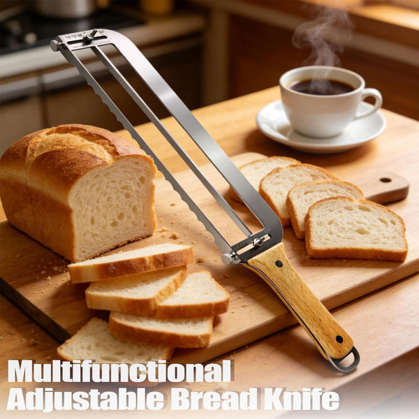 Adjustable Bread Slicer for Perfect Slices - Bread Knife for Homemade Bread with Thickness Guide - Premium Sharp Stainless Serrated Blade for Sourdough Baguettes Bagels Loaves7