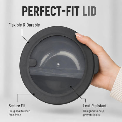 Pera Plastic Mixing Bowls with Lids - 8-Piece Airtight Leak-Proof Nesting Bpa-Free Prep Bowl Set for Kitchen & Food Storage, Large 4200Ml Capacity, Microwave & Dishwasher Safe (Black)4