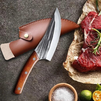 Meat Cleaver, Forged Steel Boning Knives 5Cr15 Meat Cleaver Cooking Knives Fish Knife for Kitchen(Knife with Sheath)7