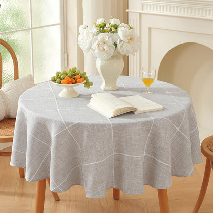 Linen round Tablecloth 70 Inch Gray Linen Table Cloth round 70 In1