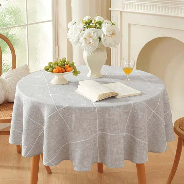 Linen round Tablecloth 70 Inch Gray Linen Table Cloth round 70 In1
