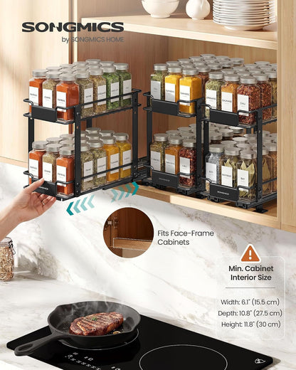 2 Tier Pull Out Spice Rack for inside Cabinets, Organizer, Steel2
