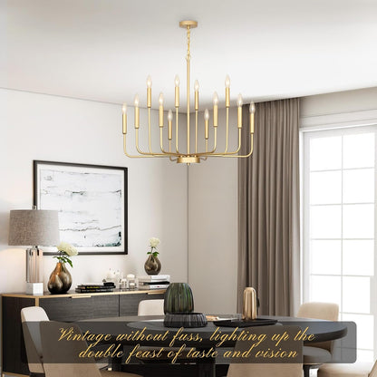 Gold Chandeliers for Dining Room Light Fixture，D32 Inch2