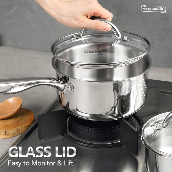 3 Quart Saucepan with Lid, 18/10 Stainless Steel Sauce Pan with Tri-Ply Bottom, 3QT Sauce Pot, Induction Compatible2