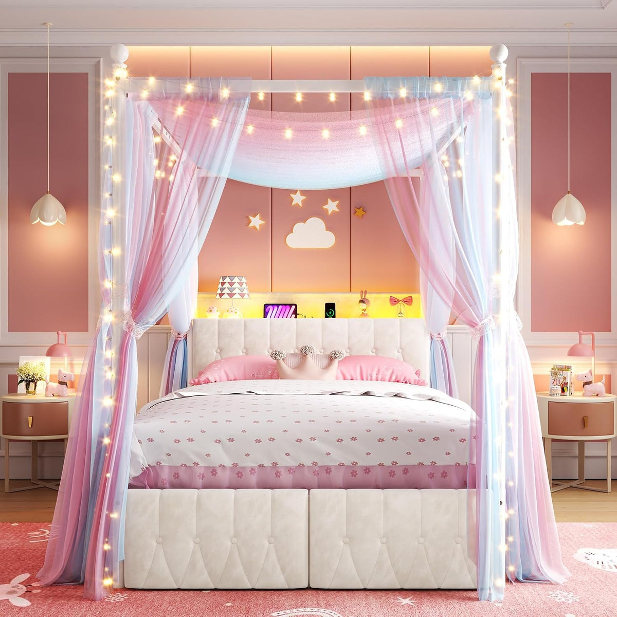 full-canopy-bed-frame-with-drawers-and-led-lights-charging-white