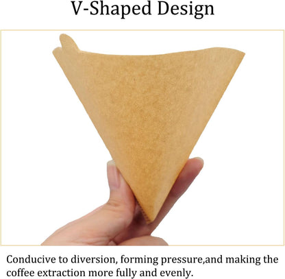 Cone Coffee Filters Size 02, 100 Count 1-4 Cups Unbleached V02 Disposable Coffee Filter Paper, Compatible with Conical Shaped Pour over Coffee Dripper and Drip Coffee Maker6