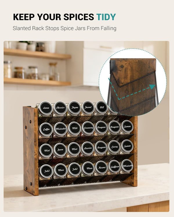 Spice Rack Organizer with 28 Glass Jars, for Cabinet Wall Mount Countertop3