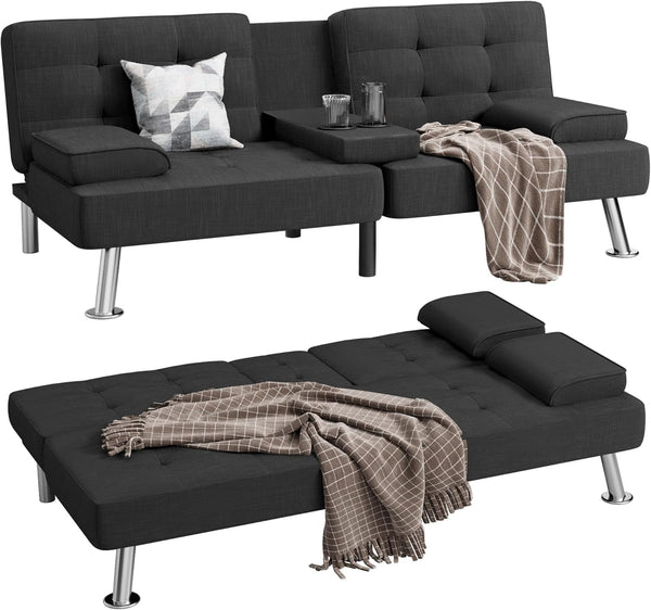 Convertible Folding Futon Sofa Bed,Upholstered Sleeper Loveseat5