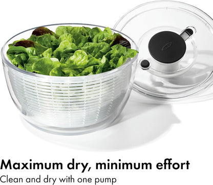 OXO Good Grips Salad Spinner | Lettuce Spinner | Fruit Washer | Fruit Washing Bowl with Strainer | Vegetable Cleaner | Salad Cleaner | Lettuce Washer | 6.22 Quart Capacity | Spin-Dry Lettuce, Herbs, Fruit, Vegetables, Non-Slip Base, Large Capacity Bowl, Easy One-Touch Press Pump, Meal Prep3