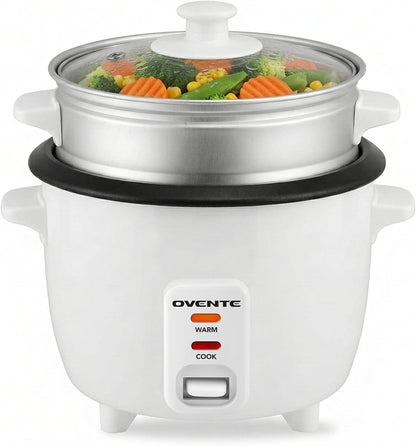 5-Cup Electric Rice Cooker and Food Steamer, White RCS01W | 400W, Nonstick Removable Pot, Keep Warm Function, Steaming Basket, Measuring Cup and Spatula Included1