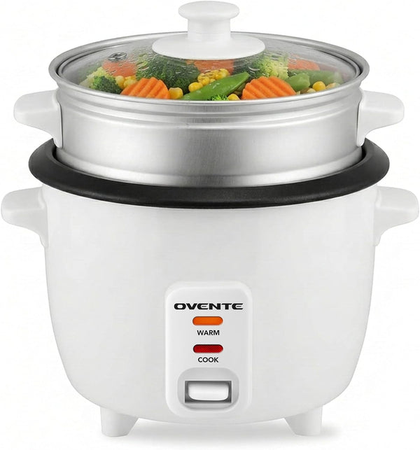 5-Cup Electric Rice Cooker and Food Steamer, White RCS01W | 400W, Nonstick Removable Pot, Keep Warm Function, Steaming Basket, Measuring Cup and Spatula Included1