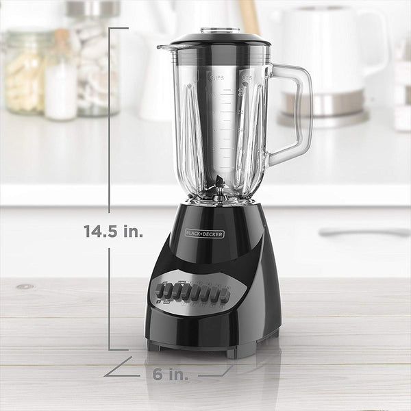 BLACK+DECKER Countertop Blender with 6-Cup Glass Jar, 10-Speed Settings, Black, BL2010BG3