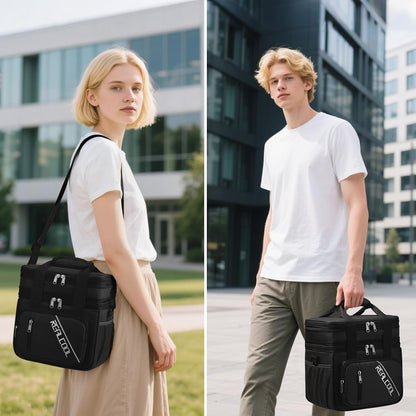 Insulated Lunch Bag, Portable Double Deck Lunch Box for Men Women8