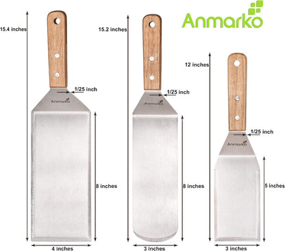 Metal Spatula Set Stainless Steel Hamburger Turner Griddle Flipper Scraper for BBQ Grill Flat Top3