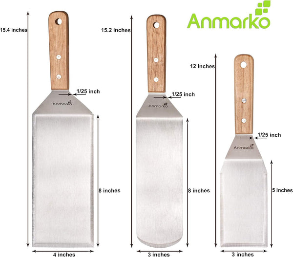 Metal Spatula Set Stainless Steel Hamburger Turner Griddle Flipper Scraper for BBQ Grill Flat Top3