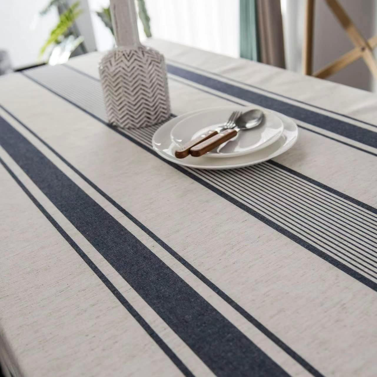 white-blue-tablecloth-cotton-linen-farmhouse-table-cover-soft-washable-table-top-for-parties-coffee-kitchen-decor-striperectangle-oblong-60-704-6-seats