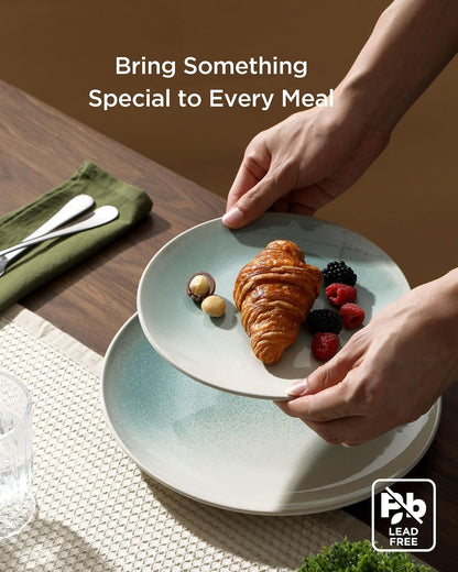 Ceramic Plates and Bowls Sets, Reactive Glaze Dinnerware Set for 86