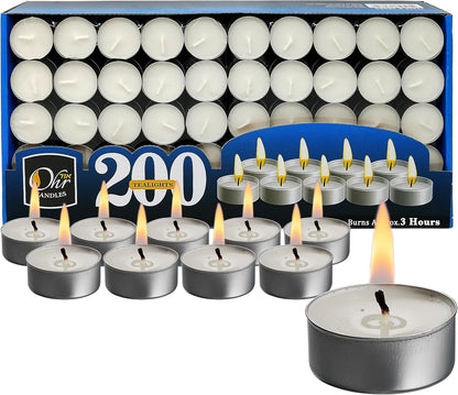 Ohr Tea Light Candles - 200 Bulk Pack - White Unscented Travel, Centerpiece, Decorative Candle - 3 Hour Burn Time1