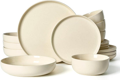 Milkyway 16-Piece Dinnerware Set with Pasta Bowls, Almond Milk1