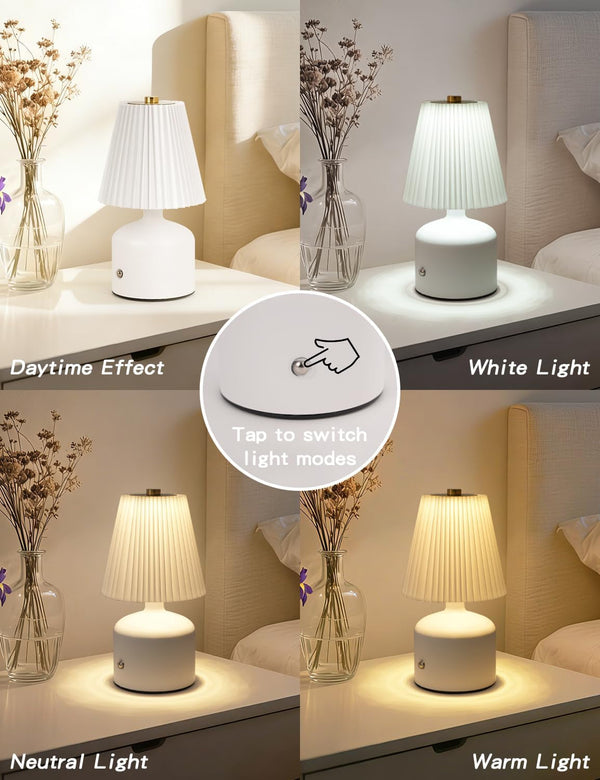 Small Table Lamp, Rechargeable Lamp with 3 Color Stepless Dimming2