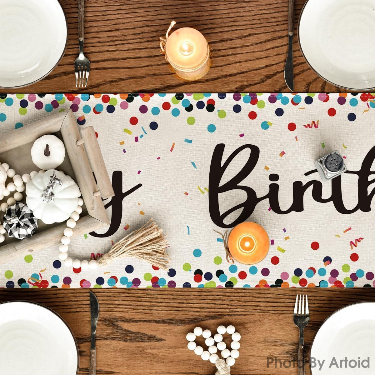 polka-dot-beige-happy-birthday-table-runner-seasonal-kitchen-dining-table-decoration-for-home-party-decor-13x72-inch