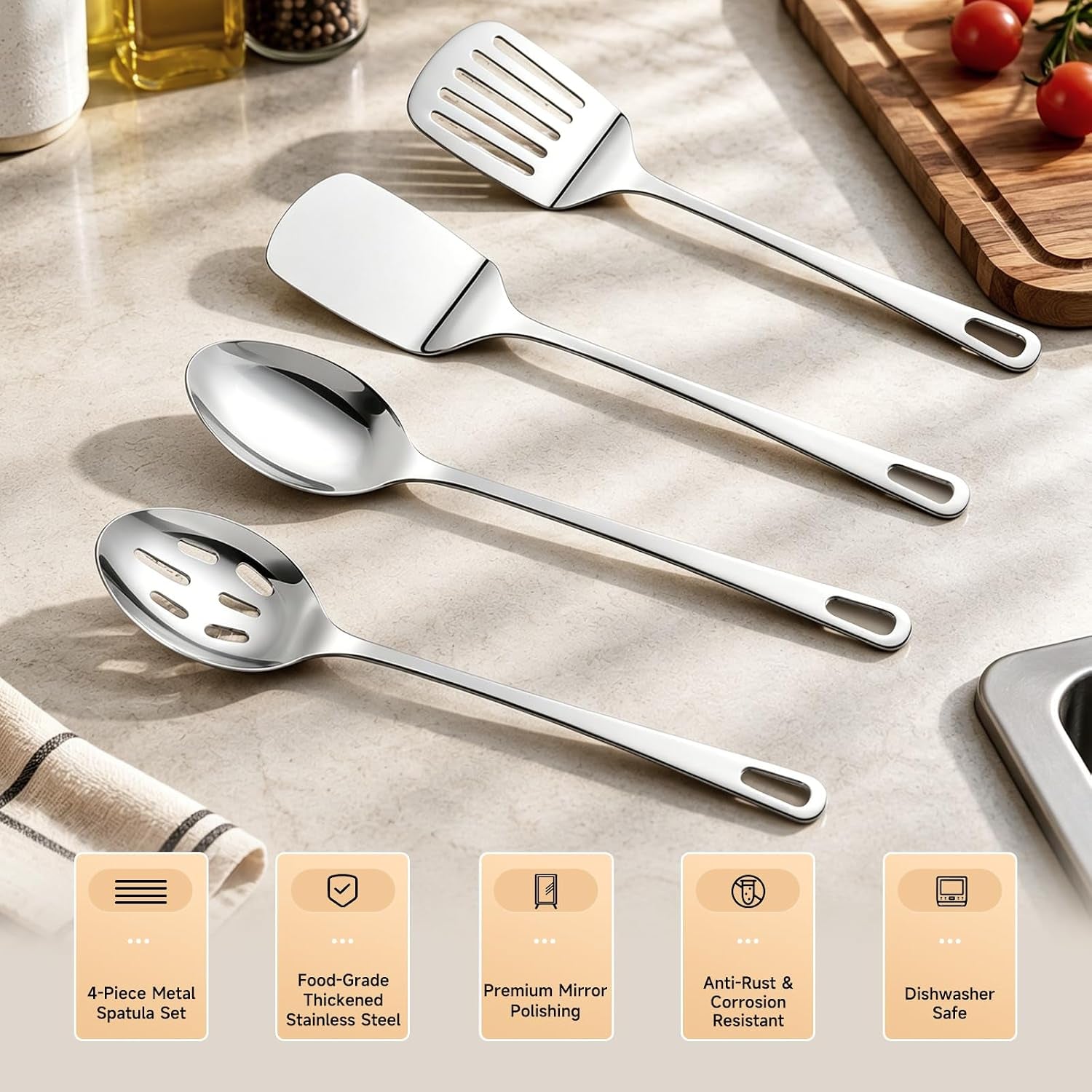 cooking-utensils-set-4pcs-stainless-steel-spatula-dishwasher-safe