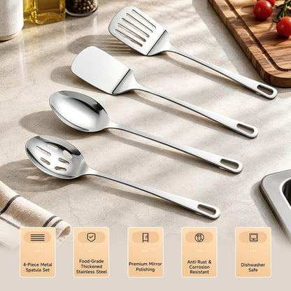 Cooking Utensils Set, 4PCS Stainless Steel Spatula, Dishwasher Safe3