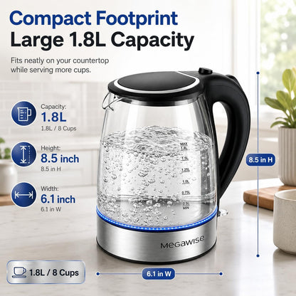 Electric Glass Kettle with Auto Shut-Off (1.8L)8