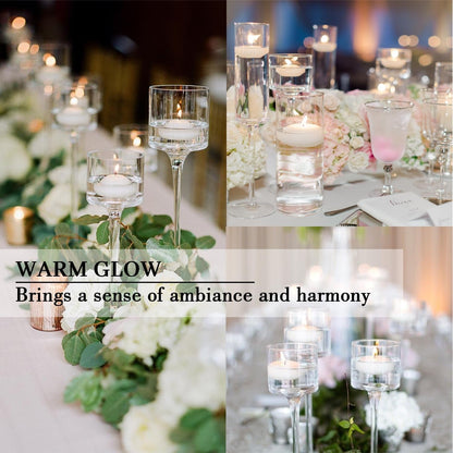 50 Floating Candles, Smoke-Free and Odorless, Burning Continuously for 5-6 Hours, White, 2-Inch Floating Candles, Suitable for Valentine'S Day, Weddings, Holidays, Home Decoration……5