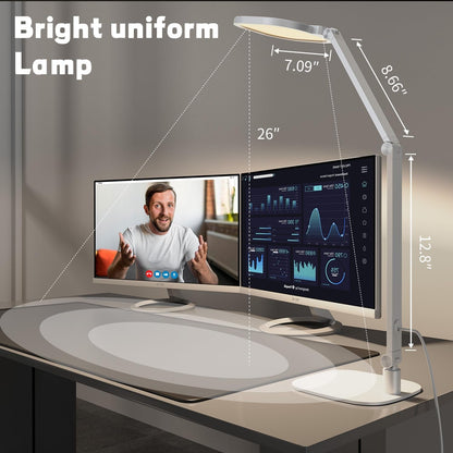 LED Desk Lamp for Home Office, Soft Edge-Lit Design, Modern Style | Professional Eye-Caring Diffused Light, Dimmable Computer Light with 30 Modes, Memory & Timer, Flexible Swing Arm Table Lamp6