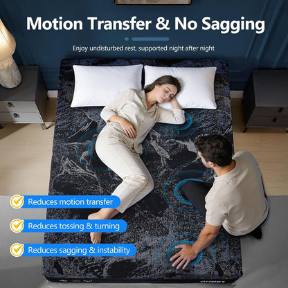 14 Inch Queen Size Mattress, Upgraded Luxury Cooling Gel Queen Memory Foam Mattress in a Box with 7-Zone Support for Cool Night & Pressure Relief, 365-Night Trial, Washable Icesilk Cover, Medium Firm9