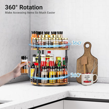 Lazy-Susan-Organizer-Spice-Rack, Rotating Spice Organizer for Cabinet Pantry, Seasoning Holder Spice Shelf with Adjustable Height, Kitchen Counter Shelf Countertop Organizer4