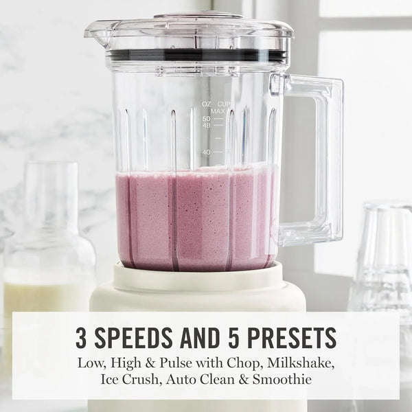 50Oz Countertop Blender, 3 Speeds, 5 Presets, Linen Cream | Bpa-Free Pitcher, Smoothies, Margaritas, Milkshakes & Ice Crushing, Stainless Steel Blades, Auto-Clean, Dishwasher-Safe Parts3
