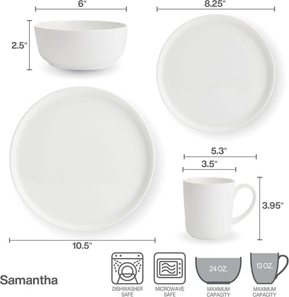 5266100 Samantha Chip-Resistant 16 Piece Set, Service for 4 White3