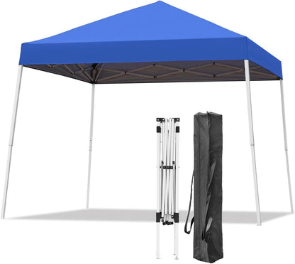 10X10Ft Slant Leg Pop up Canopy Tent, Portable Outdoor Shelter | 10X10Ft Base 8X8Ft Top, Adjustable Heights, Instant Shelter with Carrying Bag for Patio Deck Garden and Beach1