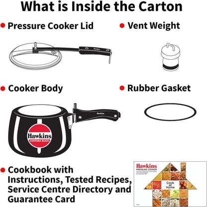 3 Litre Contura Black Pressure Cooker, Hard Anodised Inner Lid Cooker, Handi Cooker, Black (CB30)12
