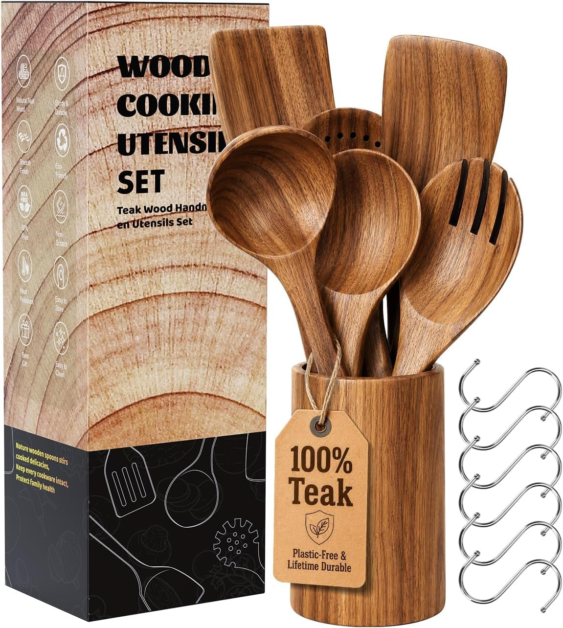 100-premium-solid-teak-wooden-utensil-set-with-holder-7-pcs