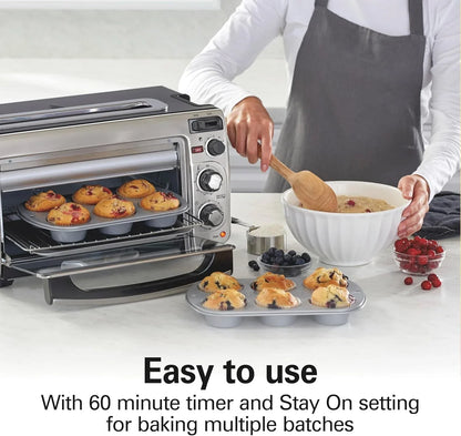 2-In-1 Countertop Toaster Oven and Long Slot 2 Slice Toaster | Bake, Broil Toast | 2 Rack Positions | 60 Minute Timer | Automatic Shut off | Shade Selector | Stainless Steel | 31156J4