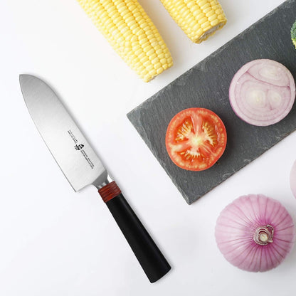 Santoku Knife 5.5 Inch Small Kitchen Knife Pro Asian Chef Knife Cooking Knife for Vegetable Fruit and Meat, AUS-8 Stainless Steel with Comfortable Handle, Gift Box Ring Lite Series4