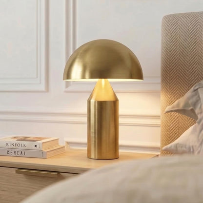 Venus Mushroom Table Lamp - Modern Lamp for Living Room, Bedroom Side/End Table - Dimmable, Unique Side Table LED Lamp Shade for Office, Reading - Brass/Gold, 14" Tall5