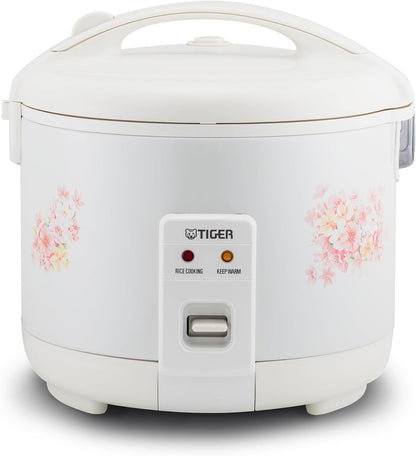 JNP-1800-LF 10 Cup Capacity White Rice Cooker with Non-Stick Inner Pot, Retractable Power Cord, and Keep Warm up to 12 Hours (Flower)1