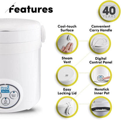 Housewares (MRC-903D) Mi 3-Cup (Cooked) (1.5-Cup UNCOOKED) Digital Cool Touch Mini Rice Cooker,White2