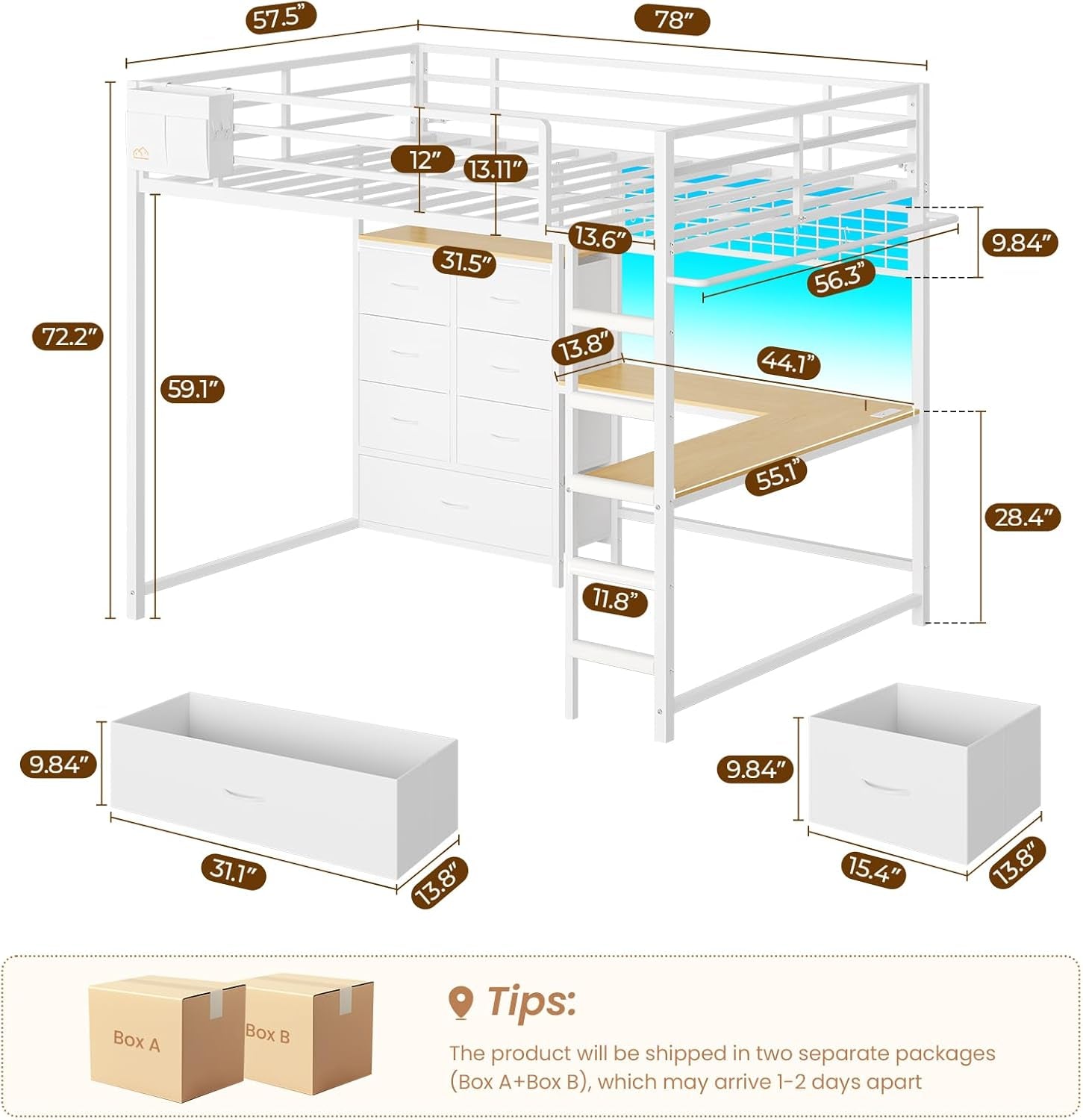 full-loft-bed-with-l-shaped-desk-and-7-storage-drawers-metal-full-size-loft-bed-for-teen-with-led-lights-and-charging-station-13-11-h-safety-guardrail-and-ladder-no-box-spring-needed-white