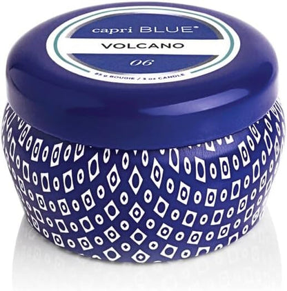 Capri Blue Volcano Scented Mini Tin Jar Candle - Luxury Candles for Home Scented with Tropical Fruit & Sugared Citrus - Soy Candle Wax Blend (Blue, 3 Oz)1