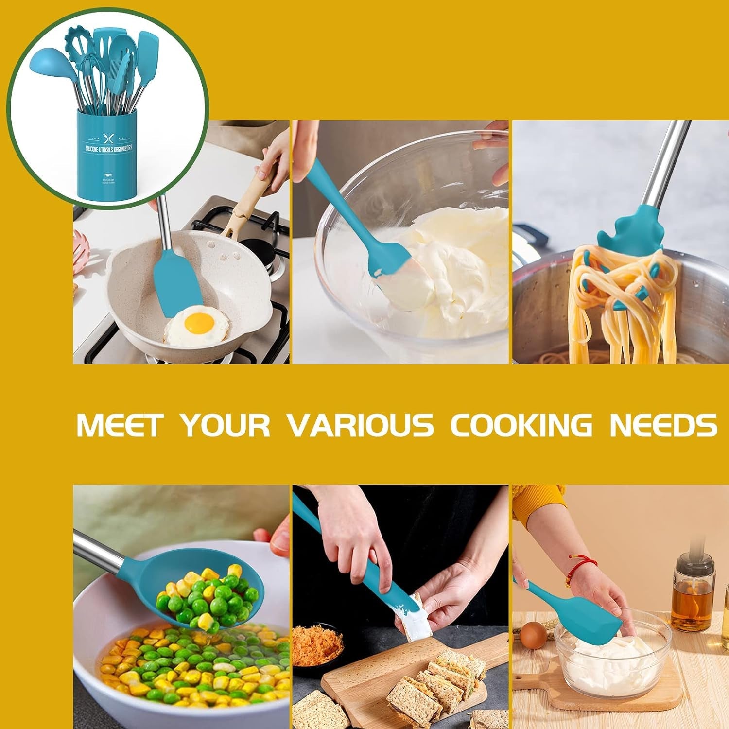 15-pcs-silicone-cooking-utensils-kitchen-utensil-set-446-f-heat-resistant-stainless-steel-handles-kitchen-gadgets-tools-set-for-nonstick-cookwareblue